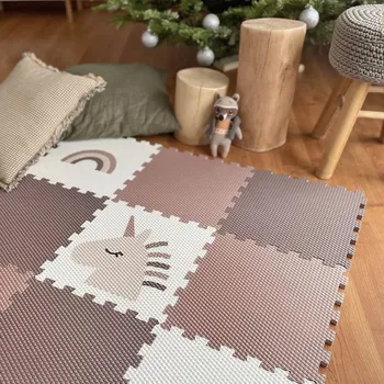 Koberec Pěnové puzzle 9 dílů - jednorožec a duha