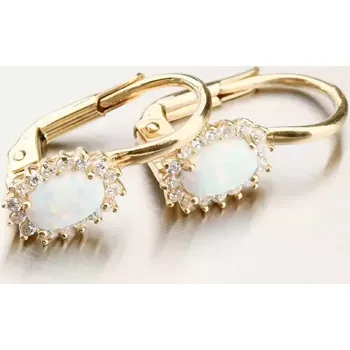Náušnice Dámské náušnice žluté zlato 585 s opálem a se zirkony 12R-758