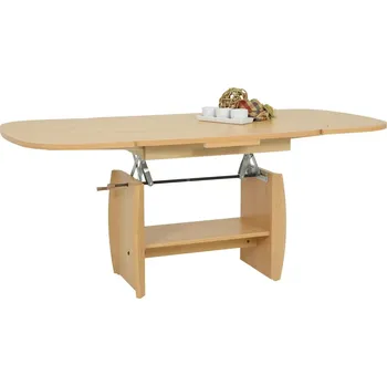 Konferenční stolek Hnědý výškově stavitelný rozkládací konferenční stolek Woods 67 x 52-62 x 90-139 MDF, kov