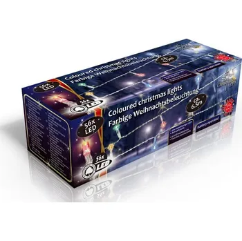 Vánoční dekorace Vánoční vnitřní světelný řetěz 56x LED barevný, na baterie 3x AA, délka 6.5 m