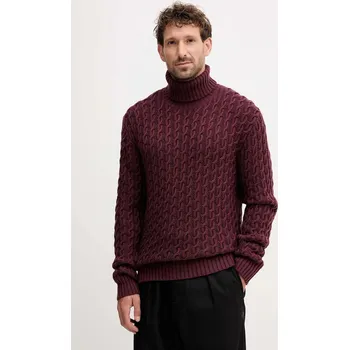 Pánský svetr Vlněný svetr BOSS BECKHAM X BOSS pánský, vínová barva, s golfem, 50554338 83X, vel. L