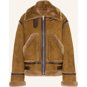 Dámský kabát Ba&Sh Dámská Kožená Bunda Duli, koňaková / tmavě hnědá, 36