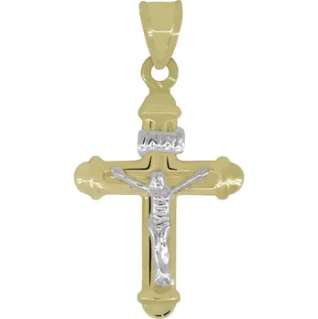 Přívěsek Zlatý křížek z dvojího zlata s Kristem, 1.10 g,
