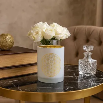 Svícen Svícen skleněný matný- Květ života