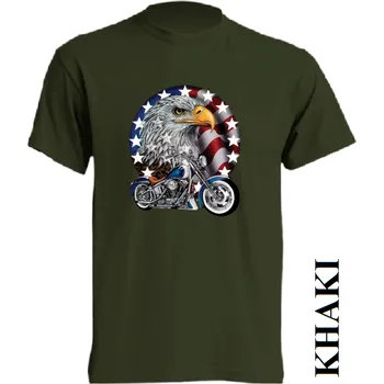 levne-bavlnene-tricko-potisk-americky-chopper Barva: Khaki, velikost: S