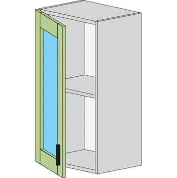Kuchyňská skříňka Slevadoma Horní skříňka E-40-VV MDF Barva dvířek: dub kraft - bílý, Barva korpusu: dub kraft - bílý, Sklo: čiré