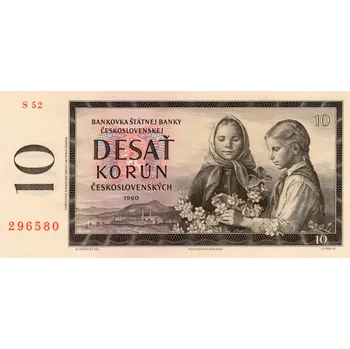 Sběratelství Bankovka 10 korun československo 1960, Vzácna série S52 296580 (Desať korún 1960)