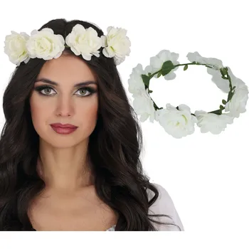 Karnevalový doplněk GuircaBílé růže - květinová čelenka
