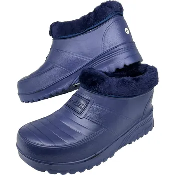 Dámské pantofle Kembo Dámské modré vyšší gumové nazouváky s kožíškem Barva: Modrá, Velikost: 38
