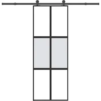 Vchodové dveře OMAXI Posuvné dveře s kováním 76x205 cm tvrzeného sklo a hliník 829887