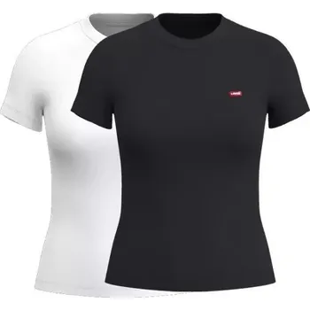 Dámské tričko LEVI'S® DVĚ DÁMSKÁ TRIKA V KRABIČE KRÁTKÝ RUKÁV-BÍLÁ/ČERNÁ L