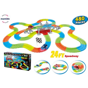 autodráha Mamido Svítící autodráha Glow Tracks 480 dílů, 730 cm