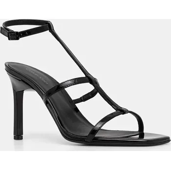 Dámské sandále Kožené sandály Calvin Klein HEEL GLADI SANDAL 90 PAT černá barva, HW0HW02312 99X, EUR 41
