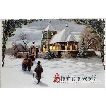 Bytová dekorace Dekorační papírový svícen pro LED svíčku - kostel