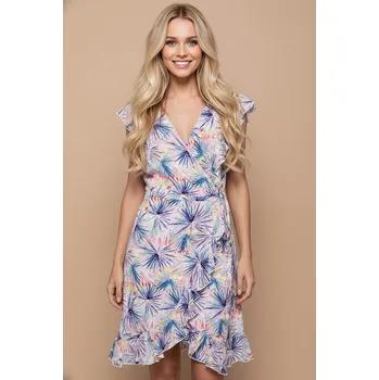 Dámské šaty JOWELL Krátké letní šaty ZORA fialové Barva: Fialová, Barevná, Velikost: M