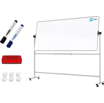 Allboards Mobilní tabule TM Idea, oboustranná, otočná, za sucha stíratelná, magnetická, 220x100 cm – řada FLEX, DMB2210