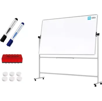 Allboards Mobilní tabule TM Idea, oboustranná, otočná, za sucha stíratelná, magnetická, 200x120 cm – řada FLEX, DMB2012