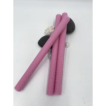 Svíčka Včelařství Thomayer Světle růžová svíčka z mezistěn vysoká 39g