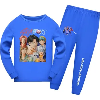 Dívčí pyžamo KPop Demon Hunters (Lovkyně démonů) KPop Demon Hunters dětské pyžamo s potiskem Saja Boys - mix barev Barva: modrá, Velikost: 150