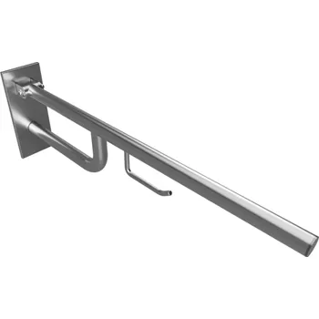 Madlo do koupelny HELP: Madlo, 760 mm, s držákem TP, sklopné, s krytkou, nerez, mat