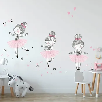Samolepící dekorace Inspio Samolepky na zeď - Malé baletky 3 baletky + doplňky (1050)