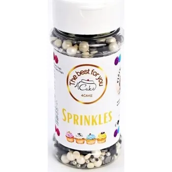 Jedlá dekorace na dort Cukrové zdobení bílé, stříbrné a černé Starry Night (90 g) Cukrářská ♡