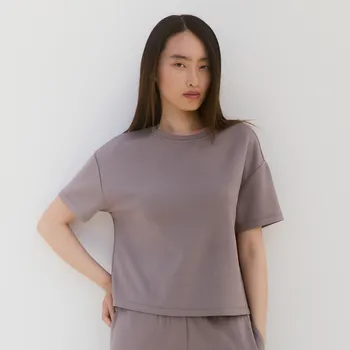 Dámské tričko Reserved - Tričko regular s modalem - béžová - WU158-08X - WU158-08X-XS