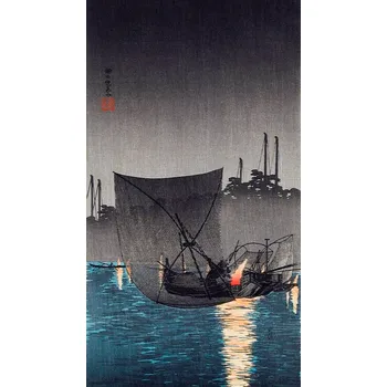 Plakát Plakát, Obraz - Tsukuda Island, Fishing Nets at Night (1936), Hiroaki Takahashi