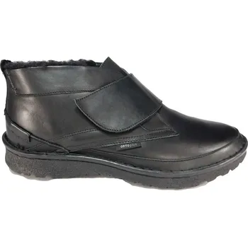 Pánská zimní obuv S 1518/Z -001 kožené zimní široké boty v černé barvě 47