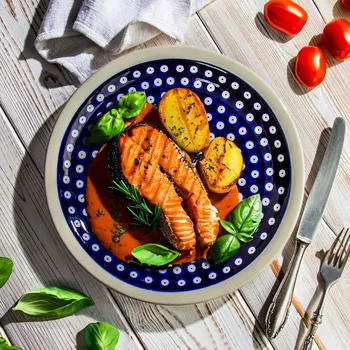 Talíř Mělký jídelní talíř Keramika Bolesławiec 27,5 cm - dek. 42 (druhý druh)