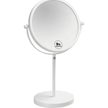 Kosmetické zrcátko WHITE: Kosmetické zrcátko, ø 200 mm, oboustranné, na postavení