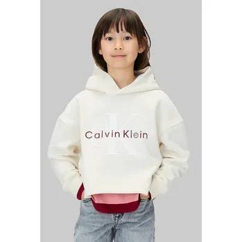 Chlapecké oblečení Dětská mikina s bavlnou Calvin Klein Jeans IG0IG03018.9BYA béžová 02X, vel. 128