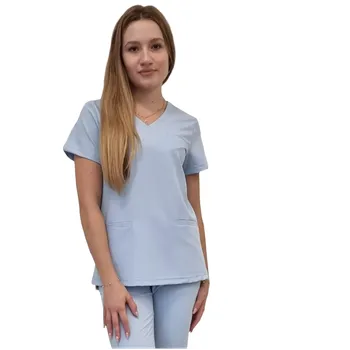 Zdravotnický oděv Dámská lékařská blůza modrá – BASIC PREMIUM (3XL)