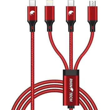 RhinoTech 3v1 USB-C (MicroUSB/Lightning/USB-C) 40W 1,2m (RTACC478) červený