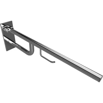 Madlo do koupelny HELP: Madlo, 850 mm, s držákem TP, sklopné, s krytkou, nerez, lesk