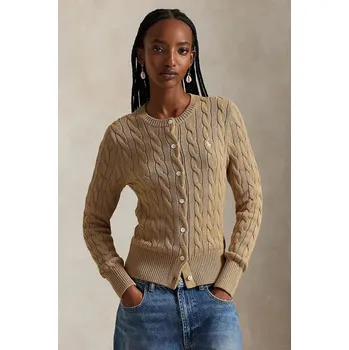 Dámské oblečení Bavlněný kardigan Polo Ralph Lauren, L, hnědá, 84X