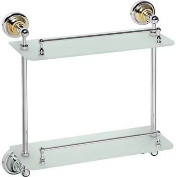 RETRO gold-chrom: Polička, 400 mm, dvojitá, sklo