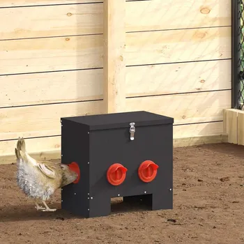 Krmítko pro ptáka vidaXL Krmítko pro slepice Černá 40,5 x 25 x 38 cm