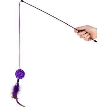 Hračka pro kočku WAUCAT Teaser škádlítko pro kočky Proutěný míček s peřím