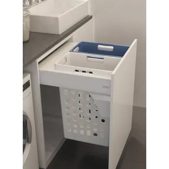 Koš na prádlo Cemux Prádelní koš výsuvný 600 mm - 2x35l bílý/modrý