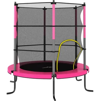 Trampolína vidaXL Marketos Trampolína s bezpečnostní sítí kulatá 140 x 160 cm růžová