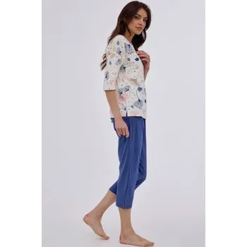 Dámské pyžamo Tříčtvrteční dámské pyžamo Cornette Selena - bavlna Ecru L