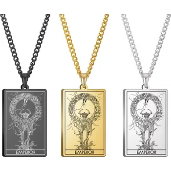 Náhrdelník DARK TAROT náhrdelník z nerez oceli / THE EMPEROR Barva: Stříbrná