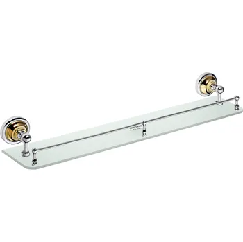 Drátěná police RETRO gold-chrom: Polička, 600 mm, s hrazdou, sklo