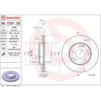 Brzdový kotouč Brzdový kotouč BREMBO 09.7291.20