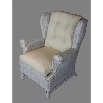 Křeslo Ratanové křeslo/ušák bílé - polstr bílý FL - SLEVA 3% s kodem radost25