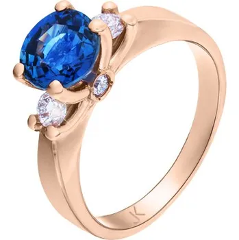 Prsten JK Zlatý prsten s přírodním safírem a diamanty Velikost prstenu: 50 Safír modrý 14 kt ZPDI029C-50-1100