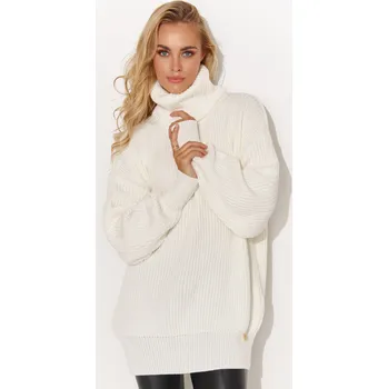 Teplý dámský svetr s rolákem S136 MAKADAMIA Barva: Bílá, Velikost: ONE SIZE