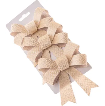 Vánoční dekorace Sada vánočních mašlí 10 x 13 cm, krémová, 3 ks, 10 cm