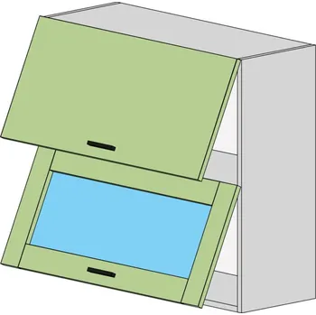 Kuchyňská skříňka Slevadoma Horní skříňka E-80-VVO MDF Barva dvířek: světle modrá, Barva korpusu: dub truffle, Sklo: čiré